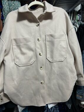 Light Cream Button-Up Utility Shacket